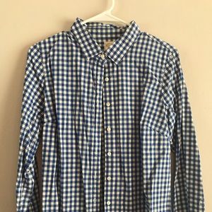 J.Crew Size 8 Blue Gingham Perfect Shirt